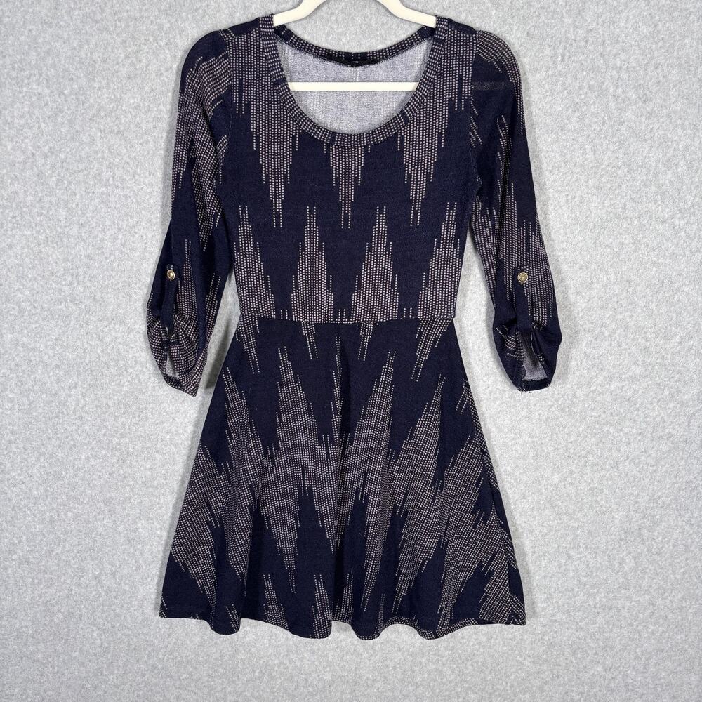 Peach‎ Love Dress Medium Purple Sweater Knit Skater Flare Twee Preppy Career